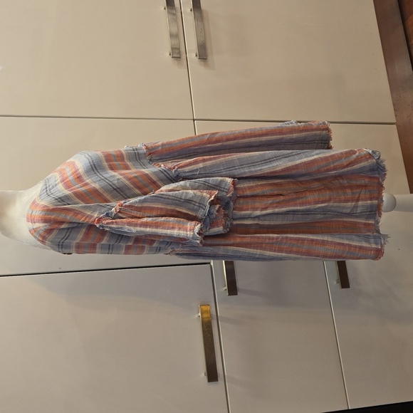 Free People Summer Nights Striped Tunic Cotton Blue Pink Womens Size Medium - Picture 4 of 13